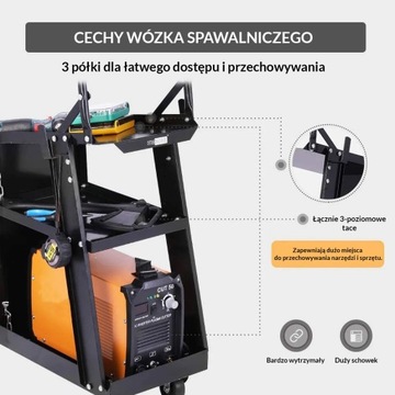 СВАРОЧНАЯ ТЕЛЕЖКА ДЛЯ СВАРОЧНЫХ МАШИН С ПОЛКОЙ ДЛЯ ЦИЛИНДРОВ, СТАБИЛЬНАЯ MIG MAG MMA TIG