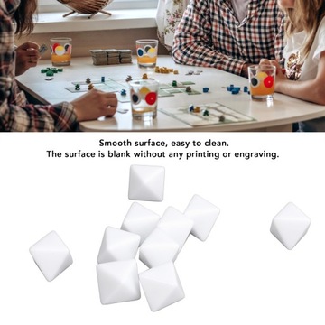 30 ШТ. 8-СТОРОННИЕ ПУСТЫЕ БЕЛЫЕ ПЛАСТИКОВЫЕ КОСТИ ДЛЯ НАСТОЛЬНЫХ ИГРОВ