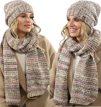 ПОЛЬСКИЙ Комплект из толстой шапки + шарфика и шарфика.