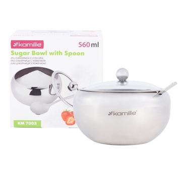 СТАЛЬНАЯ САХАРНИЦА С ЛОЖКОЙ И КРЫШКОЙ САХАРНИЦА KAMILLE