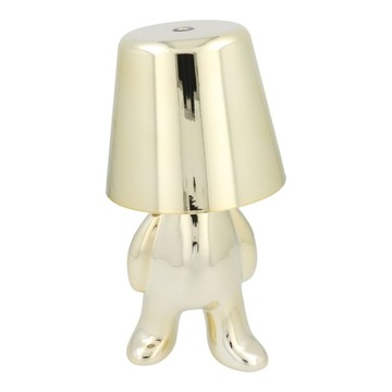 Lampka nocna GOLD MAN elegancka ozdobna złota lampa LED akumulator dotykowa