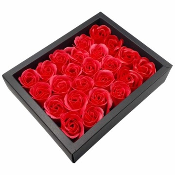 Pachnący Flower Box W PUDEŁKU z 24 Mydlanymi Różami Różowymi na Prezent