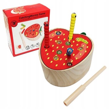 ДЕРЕВЯННАЯ МАГНИТНАЯ ИГРА ДЛЯ ДЕТЕЙ «Поймай червяка. Потяни червяка».