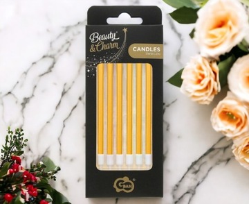 СВЕЧИ НА РОЖДЕНИЕ УКРАШЕНИЕ ТОРТА ДЛИННЫЕ ПРЯМЫЕ ЗОЛОТЫЕ 10x