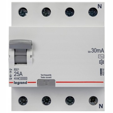 Wyłącznik różnicowoprądowy Legrand 4P 25A 0,03A AC