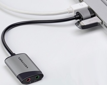 2 x Vention Внешняя звуковая карта USB-A адаптер Микрофон Гарнитура 0.1