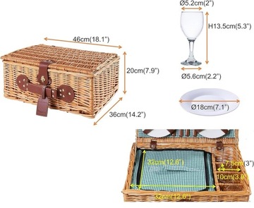 ПЛЕТЕНАЯ КОРЗИНА КОРЗИНА ДЛЯ ПИКНИКА + НАРЕЗКА ДЛЯ 4 ЧЕЛОВЕК + ХОЛОДИЛЬНОЕ ОТДЕЛЕНИЕ