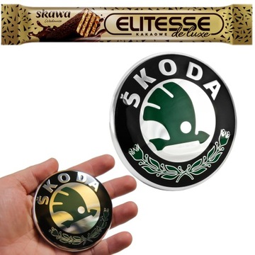 Znaczek EMBLEMAT LOGO SKODA 80mm 8cm przód/tył FABIA ROOMSTER OCTAVIA