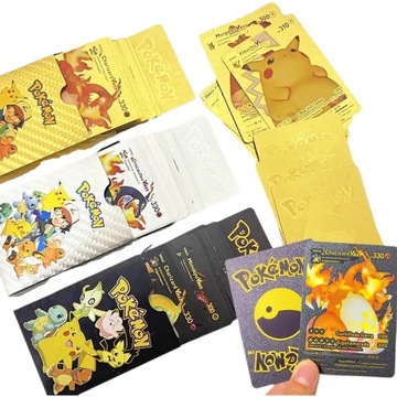 KARTY POKEMON 3w1 165 sztuk ZŁOTE CZARNE SREBRNE