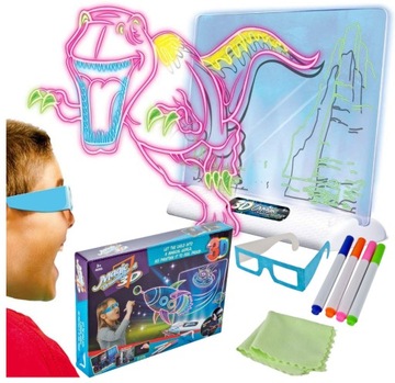MAGICZNA TABLICA 3D DZIECI RYSOWANIE LED OKULARY