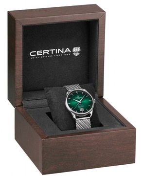 ZEGAREK MĘSKI CERTINA POWERMATIC 80 GREEN DIAL BIG DATE MESH SZAFIR +BOX