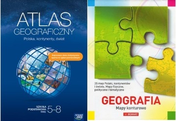 ATLAS GEOGRAFICZNY KLASA 5-8 + MAPY KONTUROWE