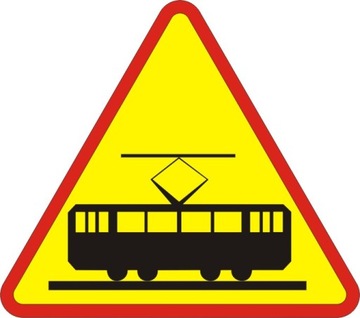 Znak drogowy ostrzegawczy A-21 A21 75cm tramwaj