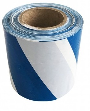 TAŚMA OSTRZEGAWCZA 70mm/100m biało niebieska 7cm wygrodzeniowa wykopy