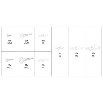 ВИНТЫ ДЛЯ ЛИСТОВОГО МЕТАЛЛА и U-образные ШАЙБЫ 170 шт. M3 M6mm