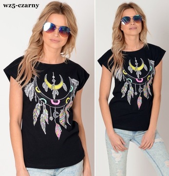 Bluzka bawełniana krótki rękaw T-shirt Wzory L