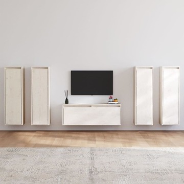 SZAFKI POD TV, 5 SZT., BIAŁE, DREWNO SOSNOWE