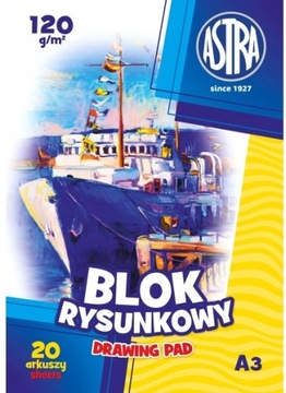 BLOK RYSUNKOWY A3 120g - 20 arkuszy ASTRA