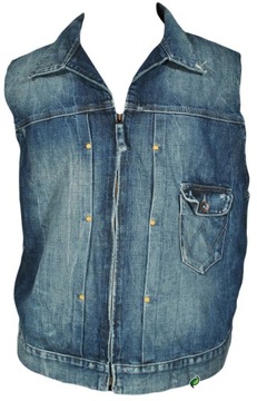 WRANGER kamizelka BLUE jeans RETRO VEST_ L