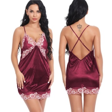 BIELIZNA DAMSKA SATYNOWY KOMPLET SEXY KORONKA KOSZULKA NOCNA HALKA STRINGI