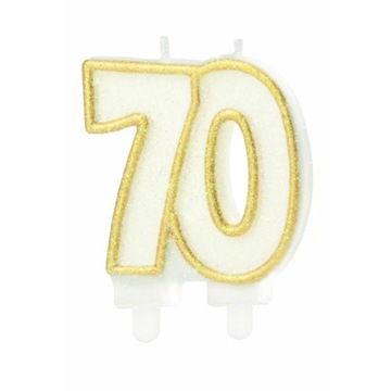 ŚWIECZKA URODZINOWA na TORT ZŁOTA cyfra 70