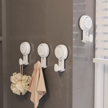 крючок для полотенец ВЕШАЛКА ДЛЯ ВАННОЙ ПРИСОСКИ 2 ШТ. БЕЛЫЙ БЕЗ СВЕРЛЕНИЯ