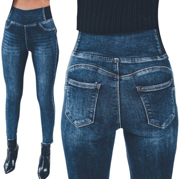 Elastyczne damskie spodnie rurki jeans push up XS