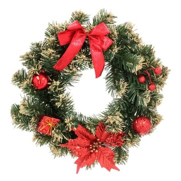 WIENIEC ŚWIĄTECZNY CZERWONY STROIK 30cm GIRLANDA