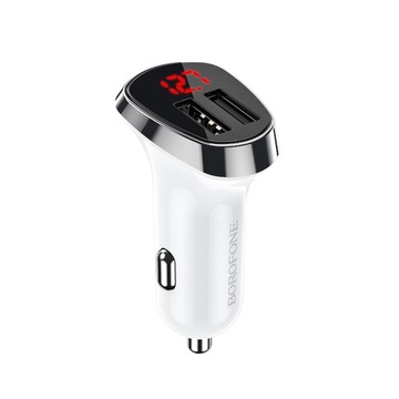 Borofone Ładowarka samochodowa BZ15 Auspicious - 2xUSB - 2,4A biała