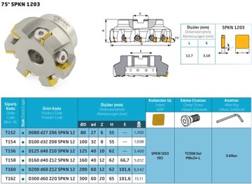 ФРЕЗЕРНАЯ ГОЛОВКА FI 125x40 Z10 НА SPKN 1203 T156