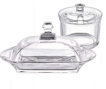 ZESTAW CUKIERNICZKA + MASELNICZKA SZKLANA AURORA