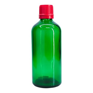 Butelka szklana 100 ml zielona z nakrętką czerwoną