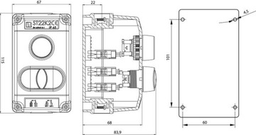 Блок управления СТ22К2-21-1, кнопка СТАРТ-СТОП