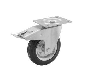 KOŁO SKRĘTNE Z HAMULEC OPONA GUMOWA FI200 - 230 KG