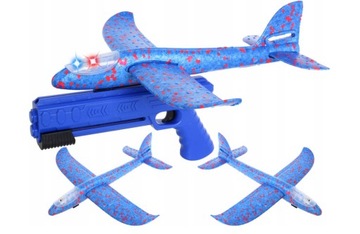 PISTOLET Z WYRZUTNIĄ SAMOLOTÓW SZYBOWIEC STYROPIAN DUŻY ŚWIECI LED 37x37 cm