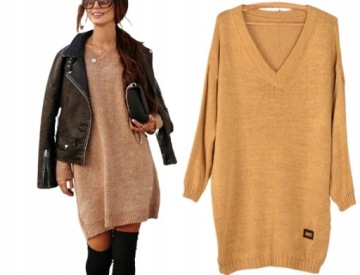ТЕПЛЫЙ ДЛИННЫЙ ДЖЕМПЕР-ПЛАТЬЕ-ТУНИКА С V-ВЫРЕЗОМ 757