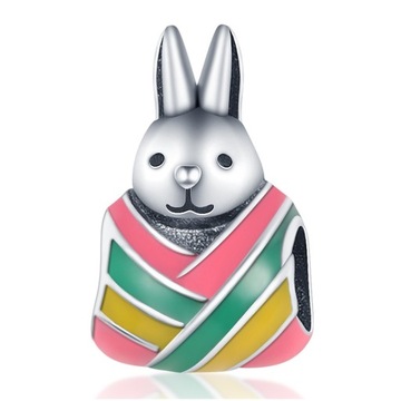 Charms Srebro 925 Zawieszka Zając Wielkanoc