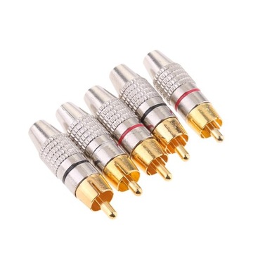 5pcs Phono RCA Connector Male Jack Plug Gold Plated Adapter Audio Plug