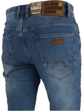 SPODNIE KLASYCZNE MĘSKIE PROSTA NOGAWKA JASNY JEANS L32 W42