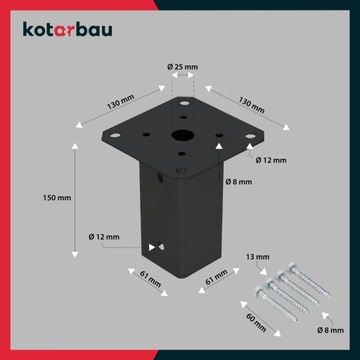 PODSTAWA SŁUPA PRZYKRĘCANA WSPORNIK KOTWA 60x60 MM