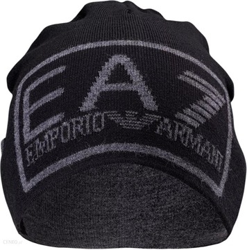 EMPORIO ARMANI EA7 męski szalik+czapka markowy zestaw BLACK NEW