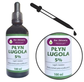 PŁYN LUGOLA jod jodek 5% butelka 100ml jod jodek