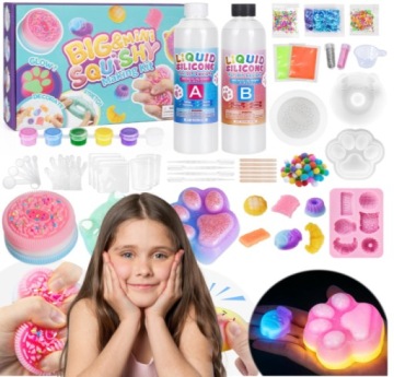 Kreatywny zestaw do robienia świecących squishy DIY silikon 480ml aż 9 form