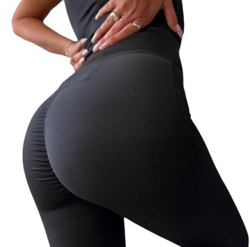 LEGGINSY PUSH UP Z MARSZCZENIEM PRĄŻEK S/M