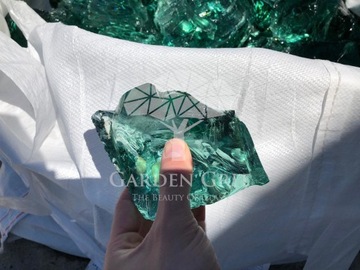 Стеклоблоки лавовый габион бирюзово-зеленого цвета 25 кг.