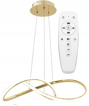 LAMPA WISZĄCA RING PLAFON okrąg żyrandol LED PILOT 3 BARWY ZŁOTA WSTĘGA