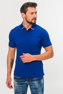 EMPORIO ARMANI - niebieska koszulka polo r. M