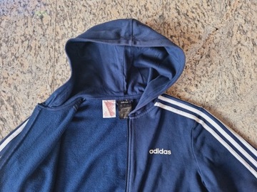 Толстовка ADIDAS 152 с длинными рукавами, темно-синяя, капюшон на молнии