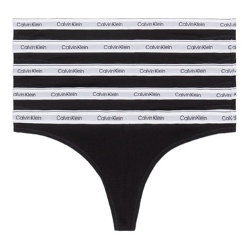 CALVIN KLEIN STRINGI DAMSKIE MAJTKI 5 PACK THONG CZARNE r.S