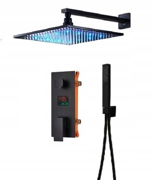 Bateria prysznicowa podtynkowa czarna -BLACK LCD LED